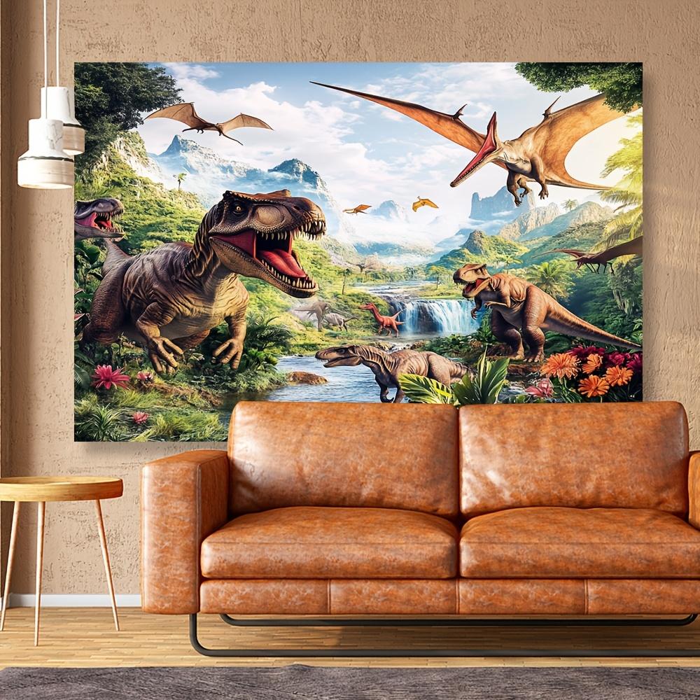 Birthday party background themed around dinosaurs - tropical jungle photo background
