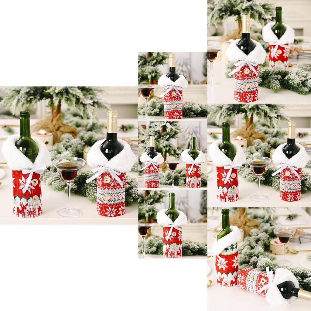 Charming Handcrafted Knitted Button Snowflake Wine Bottle Cover For Festive Cheer