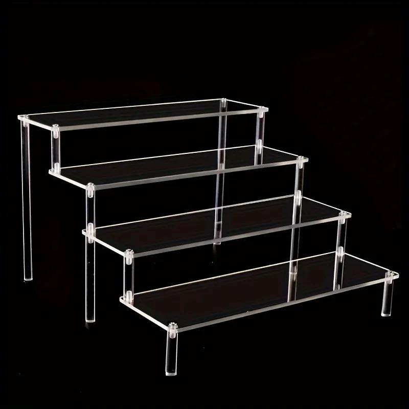 1-4 Tier Acrylic Display Stand Clear Display Riser Rack for Cupcake Perfume Doll Décor Organizer Amiibo Funko POP Figures DC05