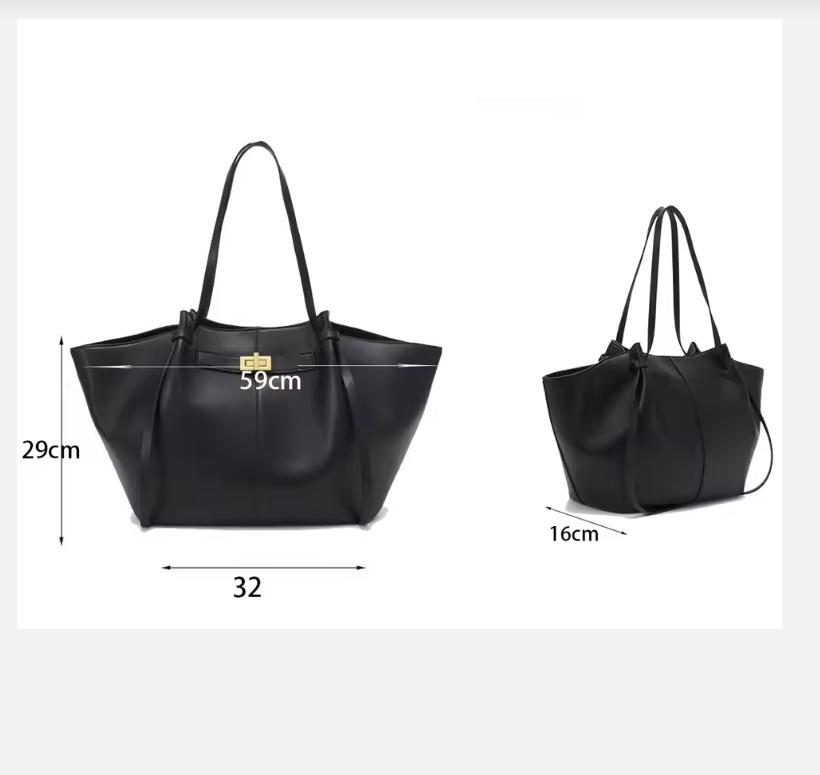 Fashion Large Capacity Trapeze Women Shoulder Bags Designer Metal Lock Handbags High-Quality Pu Leather Big Tote Commute Bag