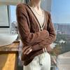 Women's V-Neck Cable Knit Wool Cardigan – New Autumn/Winter Color Block Cashmere Sweater Coat