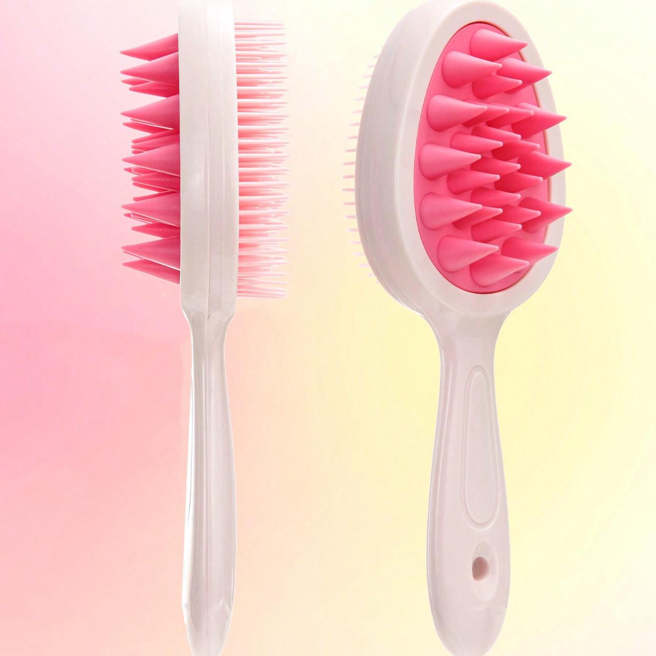 

2-in-1 Detangling Hair Brush – Scalp Massage Dual-Purpose Finishing Comb with Long Handle for Wet & Dry Use, Double-Tooth Design