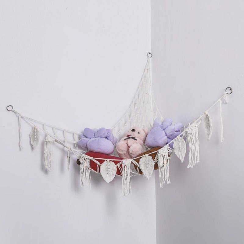 1/2pcs Handmade Cotton Rope Braided Tassel Hanging Storage Net Bohemian Style Home Wall Decoration Multi-functional Storage Net