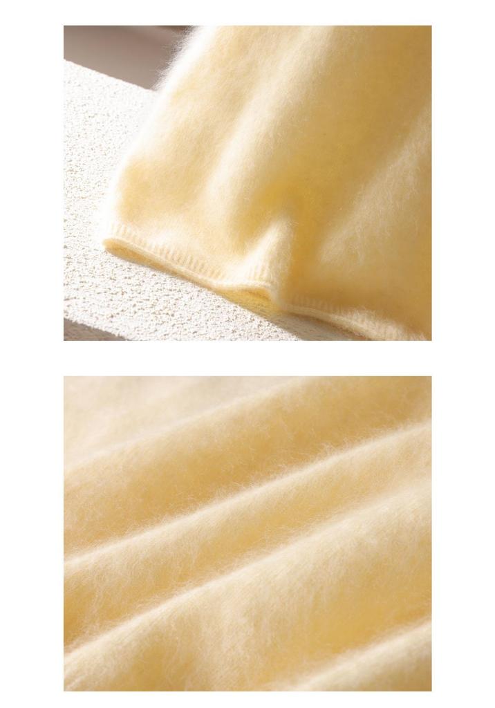 2026 A/W Women's V-Neck Cashmere Wool Knit Short Sleeve Sweater