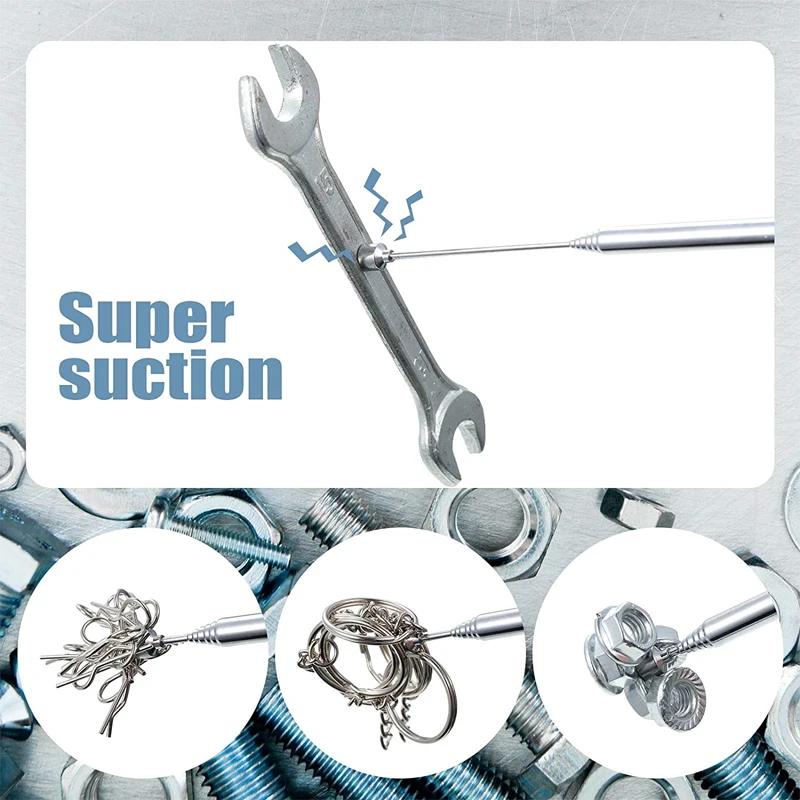 Silver Portable Telescopic Magnetic Pen Handheld Mini Magnet Pick Up Tool Adjustable Pickup Rod Stick Picking Up Screws