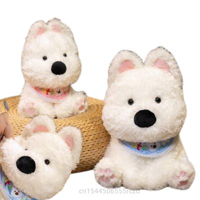 Brinquedo de Pelúcia de Cachorro West Highland White Terrier Desenho Animado Fofo Não Tóxico 30/40cm Recheado Kawaii com Babador West Highland Pelúcia Para Presente de Aniversário de Crianças