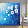 1pc Dandelion Dreams Shower Curtain - Realistic Digital Painting with White Wispy Flowers & Rich Blue Gradient, 70x70 Inches,