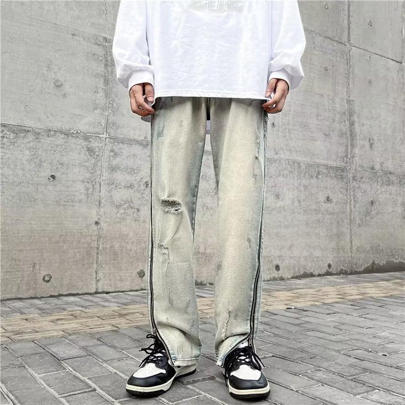 JYL Мужские джинсы Осень Зима Новые Среднего веса Повседневные Прямые Модные Универсальные Джинсовые XL