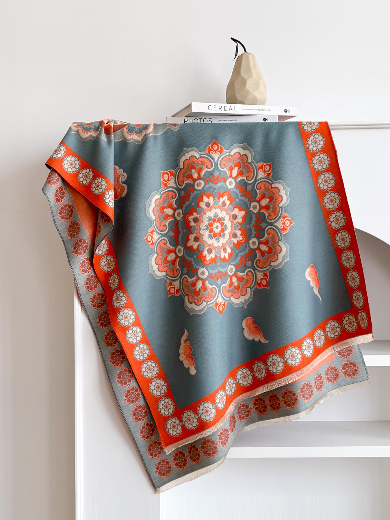 

Winter Elegance Women S Floral Pattern Scarf - Thick Faux Pashmina Two - Sided Shawls, Warm Foulard & Female Blanket Wraps