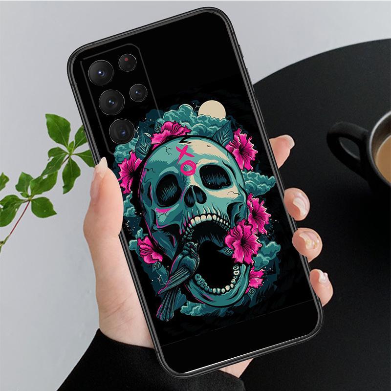 Phone Case for Samsung Galaxy A35 A55 A54 A15 A25 A05s A05 A22 A24 A52 A33 A34 M34 M14 M54 M23 Skull Rose Butterfly Case Funda