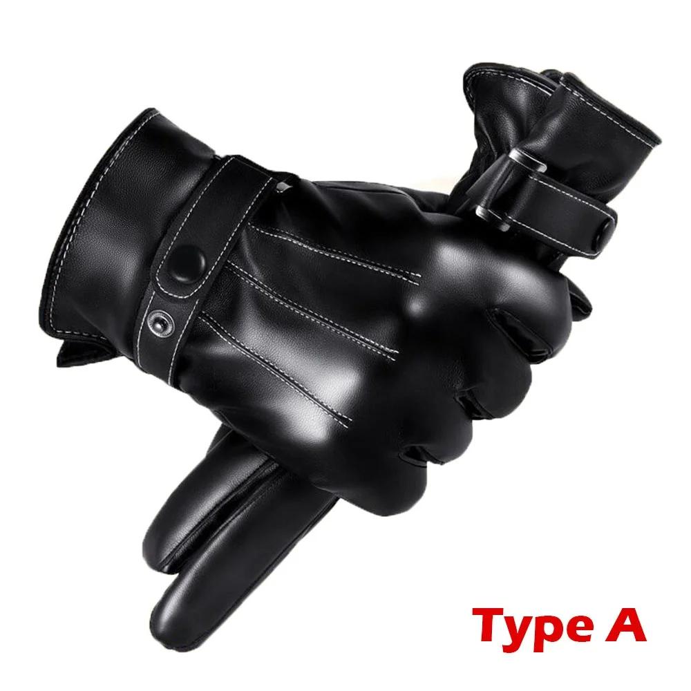 

Men PU Leather Warm Gloves Winter Outdoor Sports Full Touchscreen Gloves Cold Waterproof Snow Driving Motorcycle Riding Gloves