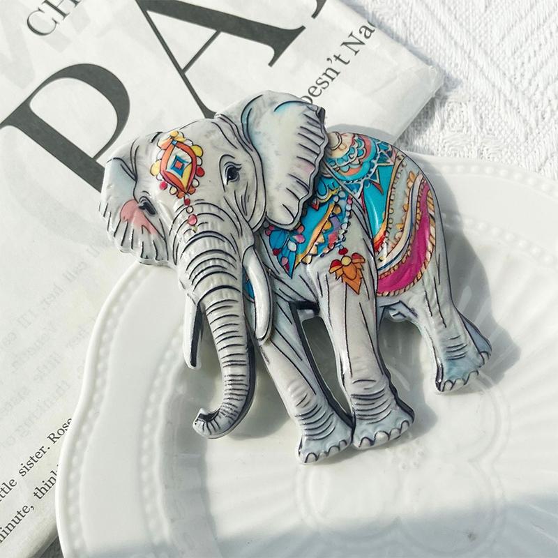 Cute Elephant Bohemian Pattern Resin Relief Magnet Traditional Design Stereo Relief For Refrigerator Travel Souvenir Magnetic