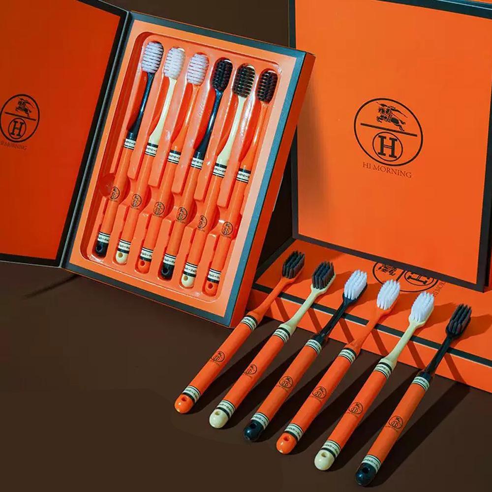 

Light Luxury Gift Box 6-pack High Beauty Wide Head Adult Home Travel Couple Fine Thread Soft Hair Toothbrush