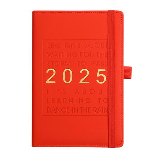 2025 Planner Notebook Weekly Monthly Faux Leather Hardcover Inspirational Quotes Monthly Overview Daily Blocks Elastic