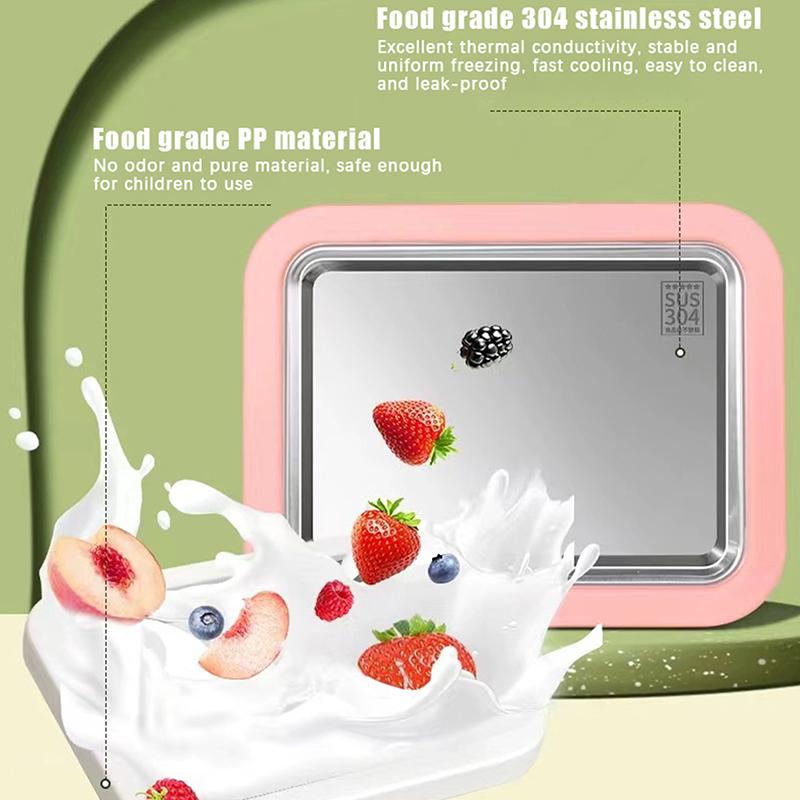 Haushalts-Eiscreme-Pfanne aus Edelstahl, Frittierte Joghurtmaschine, Flachboden-Pfanne, Frittierter Joghurt, DIY-Eiscreme, Mini-Version