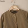 ZANZEA Women Casual Round Neck Solid Color Long Sleeve Blouse
