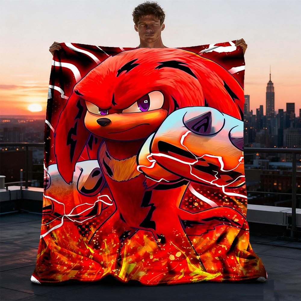 1 pezzo Coperta di flanella personalizzata Sonic per esterni, Morbida, Leggera coperta di flanella personalizzata, Stampa digitale,