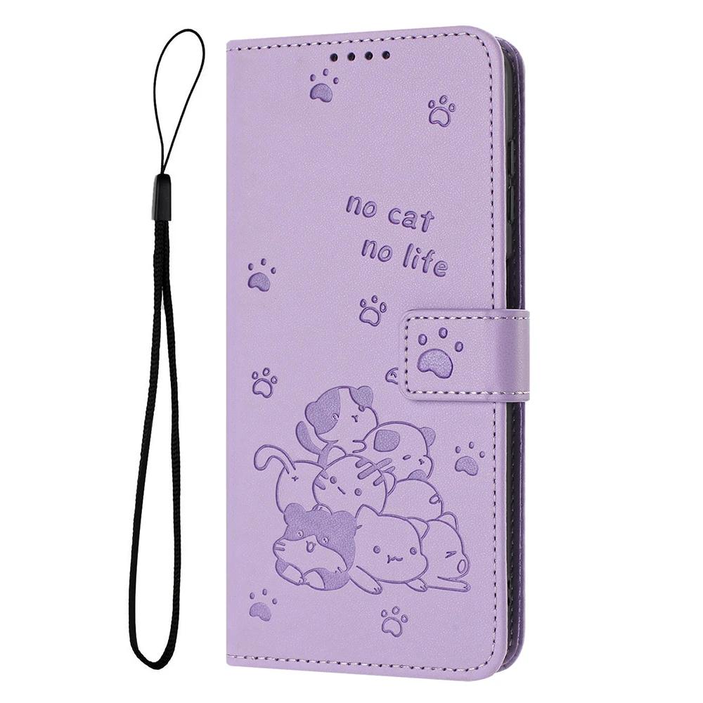 

Curte Cat Leather Wallet Cover Case For Samsung Galaxy Xcover 7 6 Pro 2 5 4 4S M13 M14 M15 M22 M33 M51 M52 M53 M62 A12 A13 A22 Galaxy M32 5G