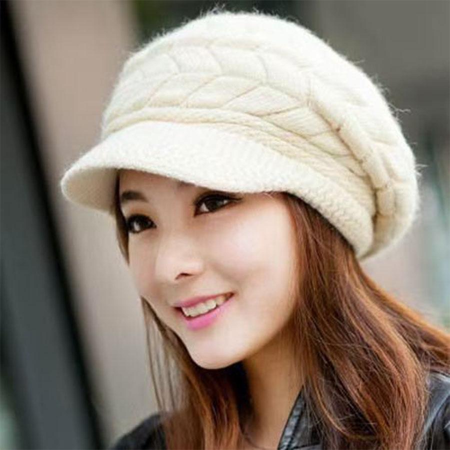 Winter Women's Wide Brimmed Warm Hat Knitted Hat Women's Soft and High Elasticity Warm Hat Women's Hat Solid Color 2025 New Mode