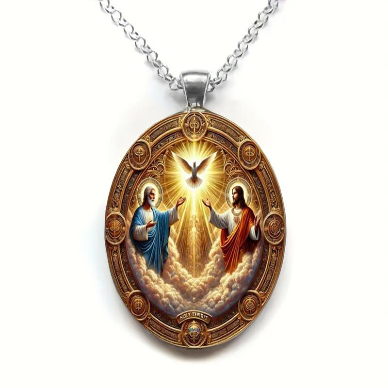 

Винтажная религиозная подвеска «Христианская Троица», ожерелье с подвеской «Вера и мир», подвеска из стекла «Время-самоцвет», унисекс