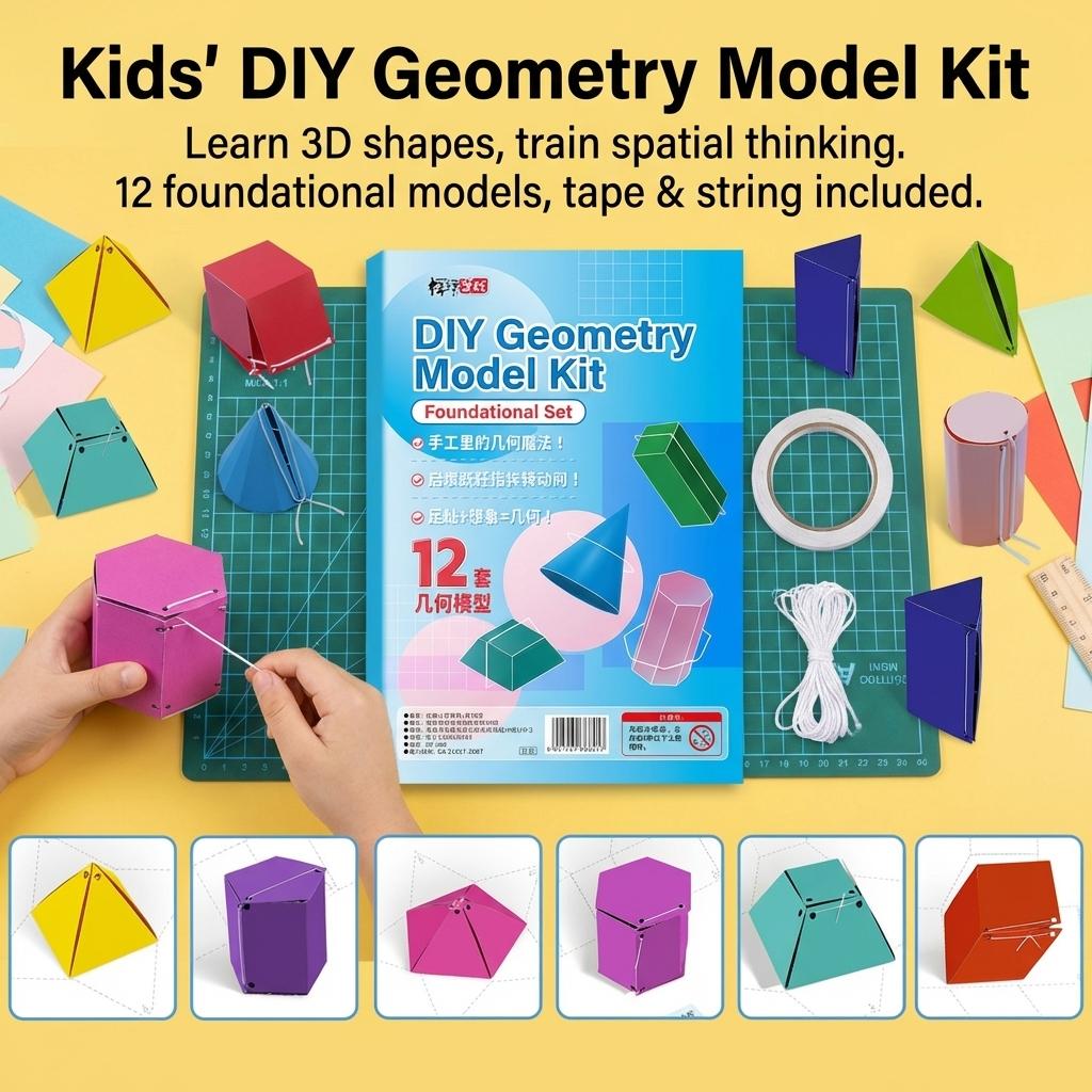 DIY Geometry Model Math Teaching Tool For Kids Spatial Thinking Training Educational Kit