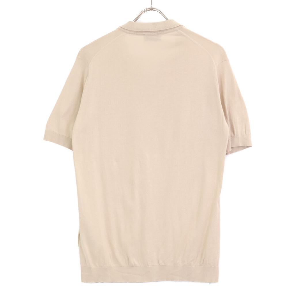 JOHN SMEDLEY SYRES Cotton High Gauge Knit Skipper Shirt tops L beigeUsed