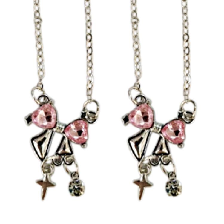 Delicate Pink Bowknot Pendant Necklace Zinc Alloy Texture Chain Necklace for Women Clavicle Birthday Party Anniversary