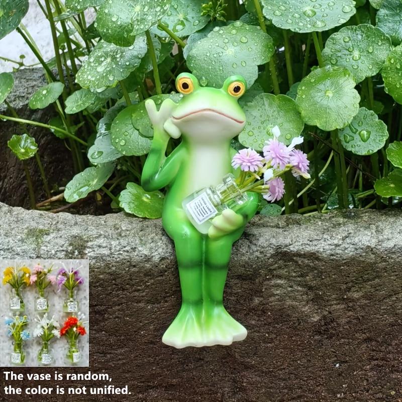 

1Pcs Gardening Courtyard Bonsai Ornaments Decorative Crafts Cute Cartoon Sitting Down Frog Pot Resin Garden Home Decorations New зелёный