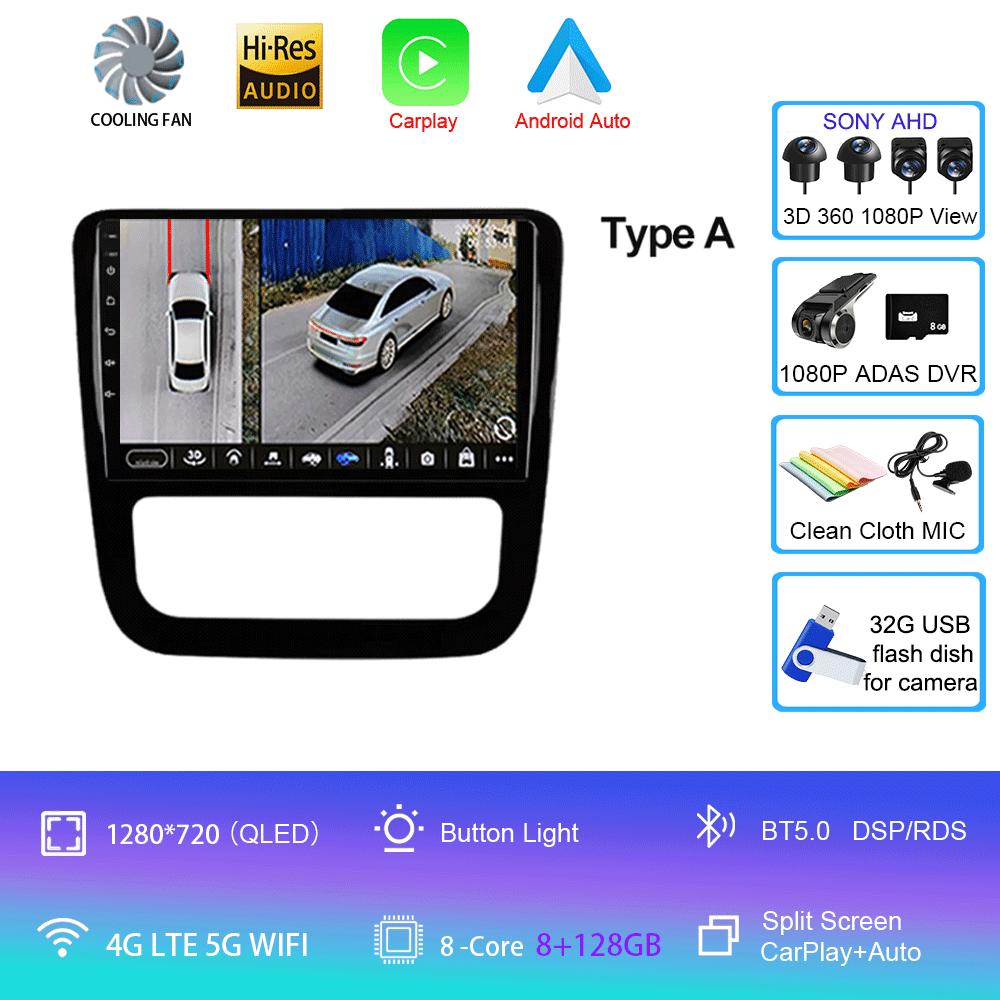 Android 14 Car Radio For Volkswagen EOS Scirocco 3 III Mk3 2008 2009 2010 2011 2012-2014 Multimedia Player WIFI+4G Carplay Auto