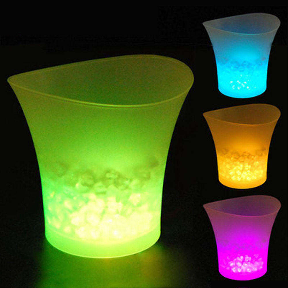 3 Colors Change LED Ice Bucket Champagne Wine Beer Cooler Party KTV Clubs Xmas 5L PICK Bar Luminous LED Ice Bucket Supply зелёный