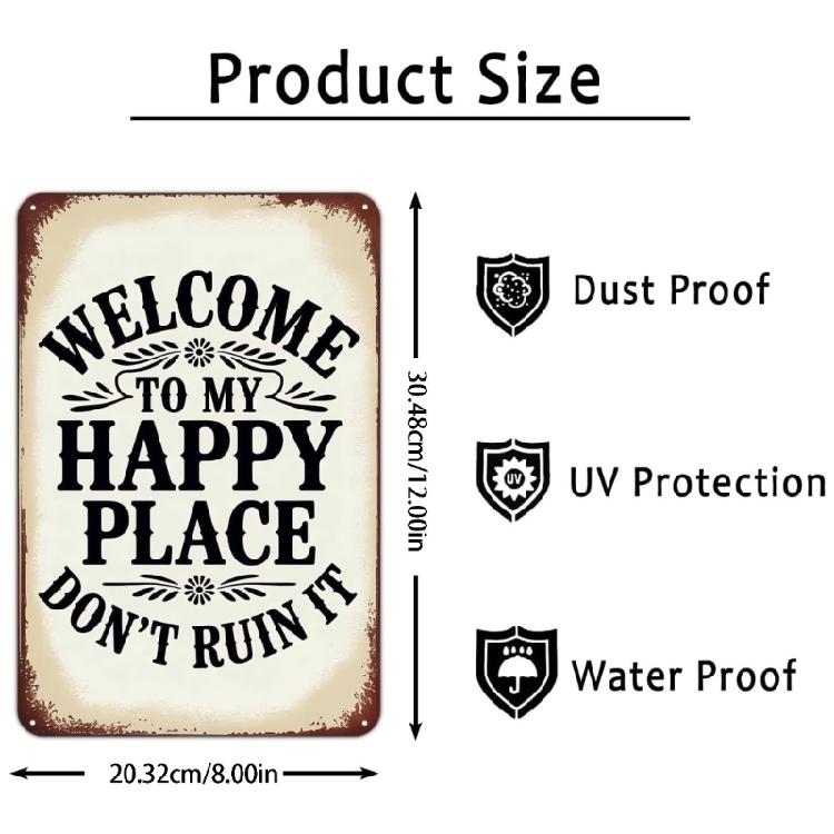 Welcome My Happy Place Don't Ruin It Signs Retro Wall Plaque Decorations Welcome Signs for Outdoor Indoor Decors