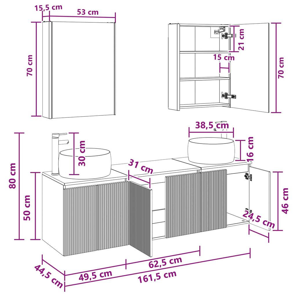 Bathroom Cabinet Set 5 Pcs Concrete Grey Particleboard