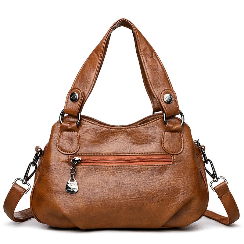 European and American Mother Bags, Middle-aged Women's Crossbody Large-capacity Simple Casual Shoulder Bags, Soft Leather Portable Retro Tote Bags