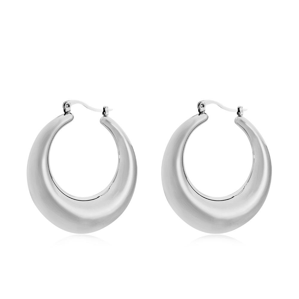 New retro stainless steel earrings, European and American exaggerated personalized earrings, mature autumn and winter high-end earrings for women