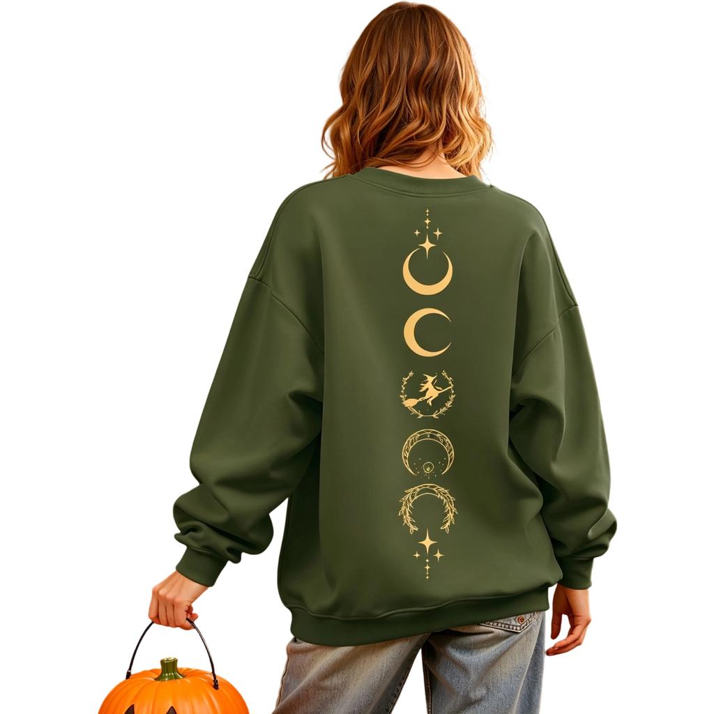 Women's Casual Halloween Print Long Sleeve Neck Sweatshirt
