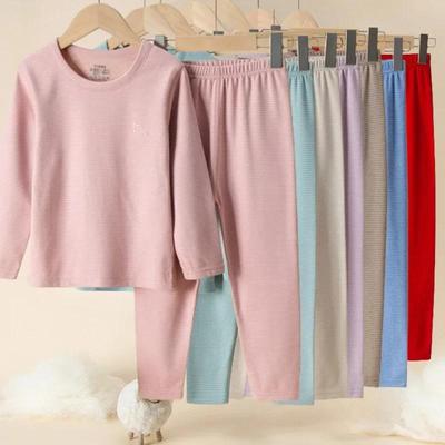 Pijamas infantis adolescentes roupas quentes lã seda conjunto de roupa íntima térmica engrossar tecido escovado bebês meninos meninas pijamas 2 peças