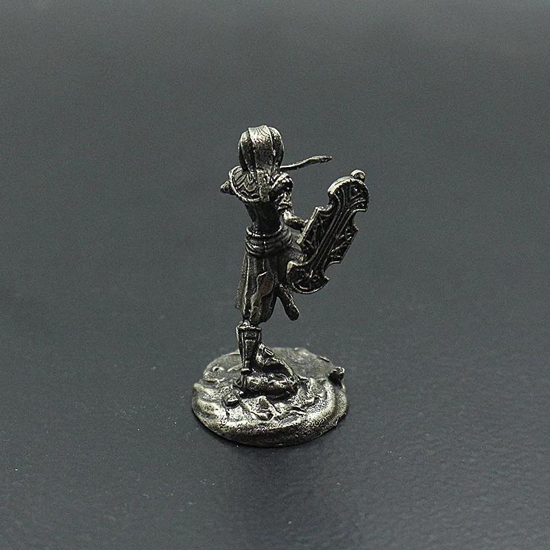 Vintage White Bronze Demon Race Soldier Statue Desktop Board Game Soldier Model Toys Desk Mini Decorative Ornament Crafts Gifts