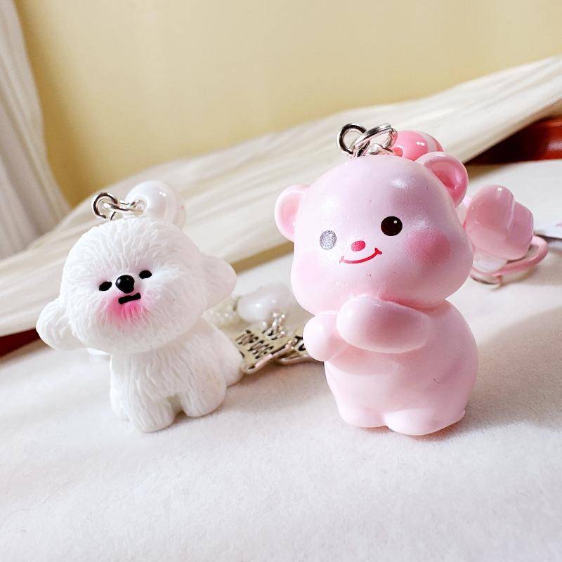 Cute Cartoon Little Dog Little Bear Keychain Kawaii Mini Animal Mobile Phone Pendant Bag Pendant Charms Backpack Decoration Gift