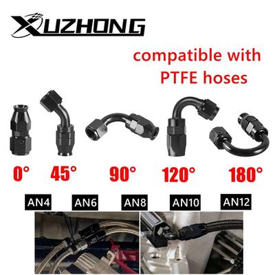 Oil Fuel Swivel Hose End Fitting AN4/6/8/10/12 Straight 0°/45°/90°/120°/180° Degree Adapter For Swivel PTFE Fitting Black