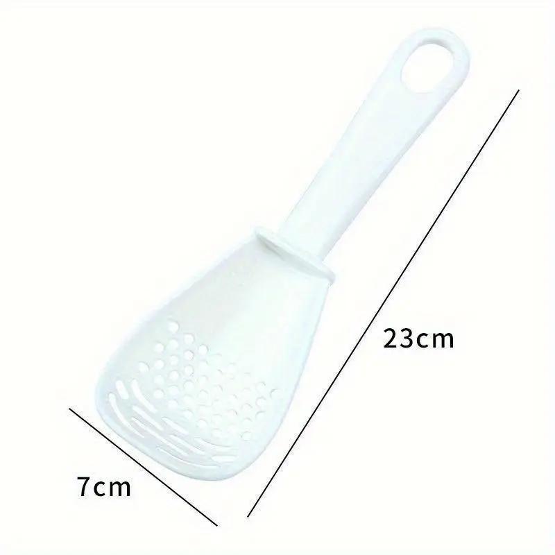 White Plastic Draining Spoon Multi Functional Potato Masher Vegetable Washing Draining Rice Spoon Kitchen Accessories