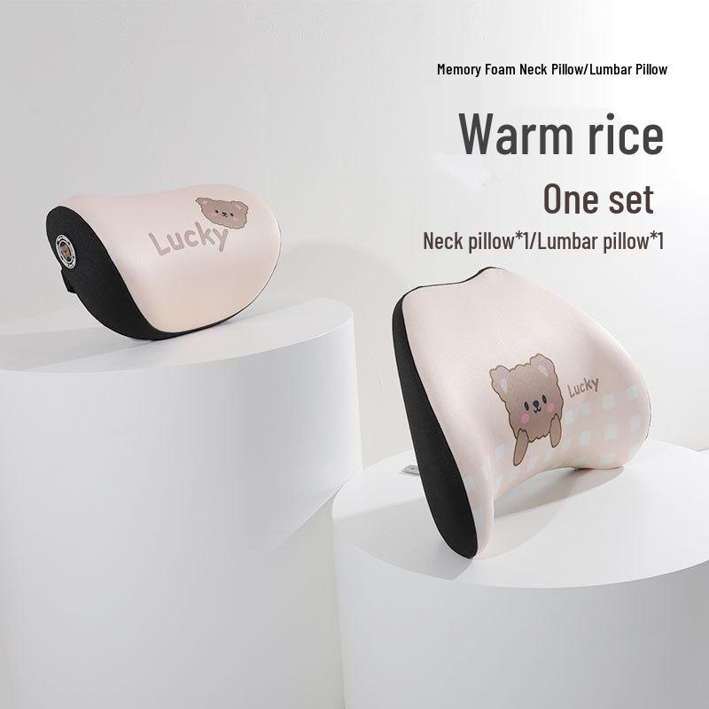 Kreslený medvěd paměťová pěna bederní polštář do auta - Celosezónní pohodlný polštář