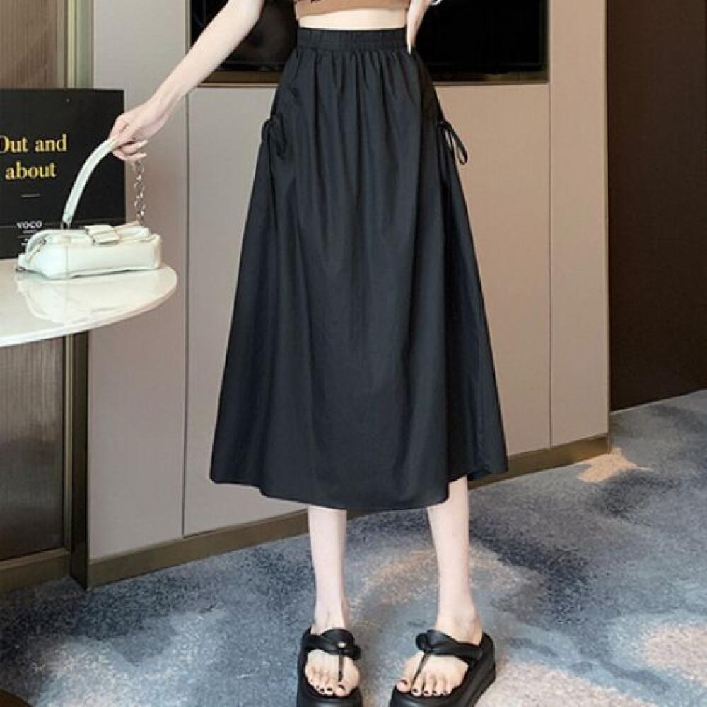 NAvAvA Retro A Line Solid Shirring bAnding Skirt Ns341