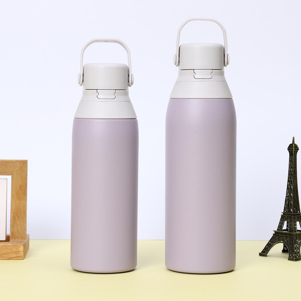 Thickened stainless steel thermos cup Portable car straw cup Creative portable with straw Outdoor sports kettle