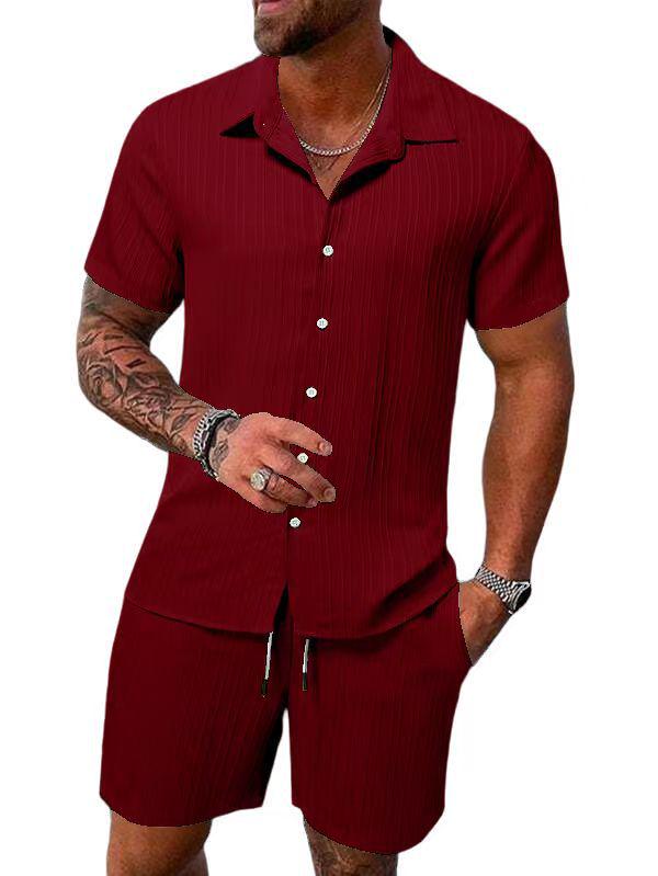 2023 Men's Casual Summer Beach Shirt & Shorts Set - European & American Style