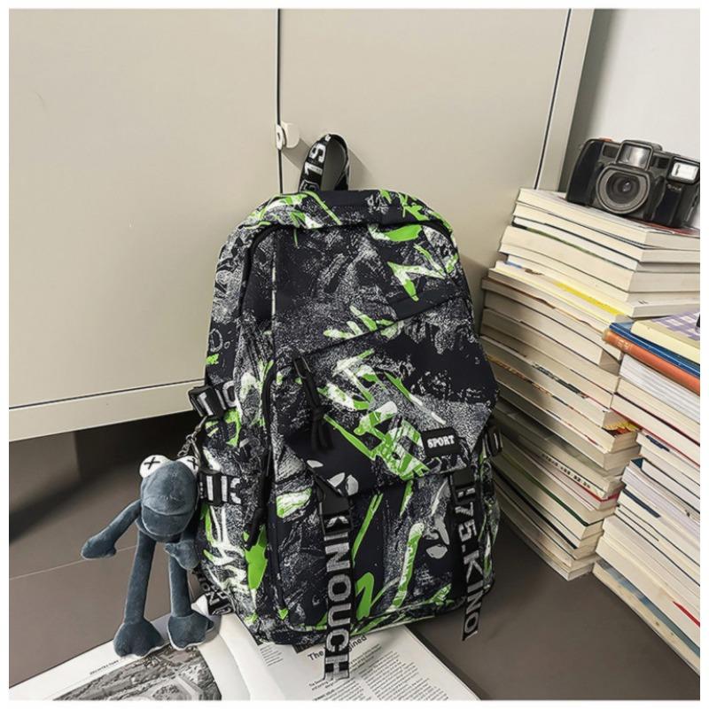 High-value Personalized Graffiti Trendy Cool Backpack Couple Contrasting Colors Lightweight Large-capacity Backpack