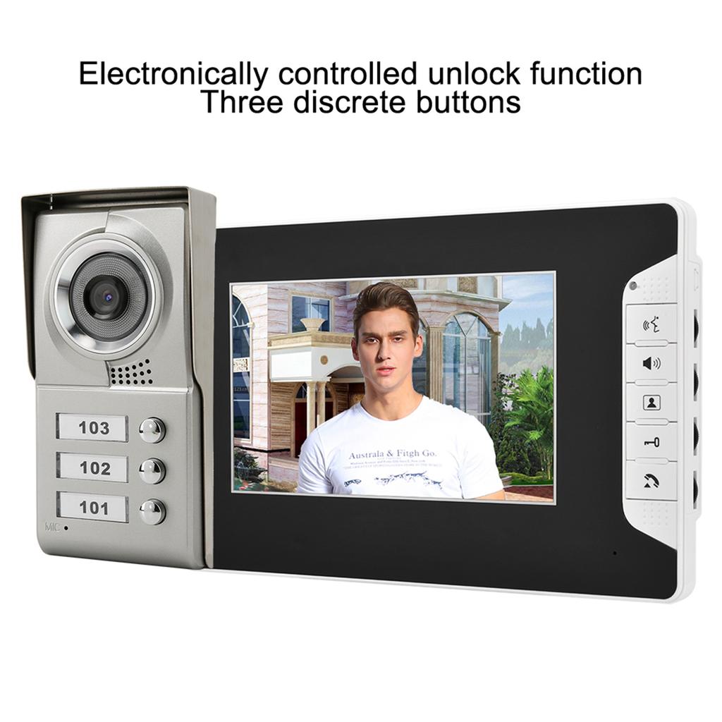 Apartment 3 Units Wired Video Door Phone Audio Visual Doorbell Intercom Entry System