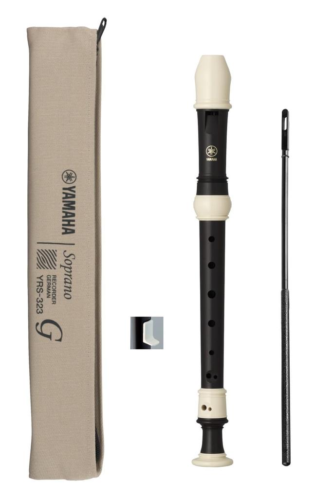 YAMAHA YAMAHA Soprano Recorder, German Style, YRS-323, Ebony Finish, Includes Finger Rest, Cleaning Rod, Recorder Cream, Cloth Case, Fingering Chart,