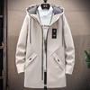 Frühlingswindjacke Lässig Locker Herren Trend Lang Hochwertig Klassische Mode Kapuzenmantel Übergröße