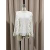 New Elegant Mesh Long Sleeve Lace Blouse Women Solid Color Round Neck Top Women's Loose Shirt Casual Sweet Office Spring Autumn Hollow Out Clothing