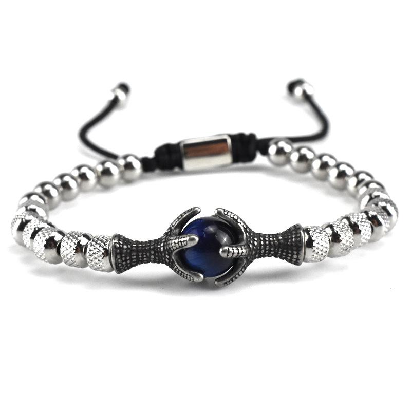 

Персонализированный ретро из нержавеющей стали, вакуумная гальваника, полый коготь орла, тигровый камень, мужской браслет, сохранение цвета